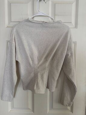 ANTHROPOLOGIE Pilcro Corset Sweatshirt Cream Ivory Structured Pullover Size XS